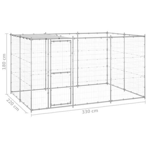vidaXL Outdoor Dog Kennel Galvanised Steel with Roof 7.26 m²