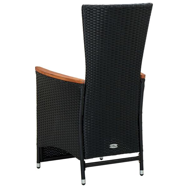 vidaXL 7 Piece Outdoor Dining Set Poly Rattan Acacia Wood Black