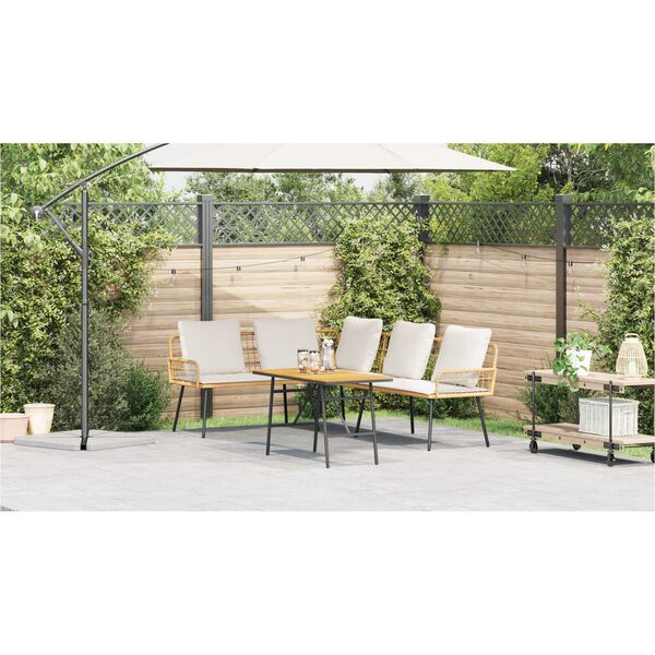 vidaXL 2 Piece Garden Sofa Set with Cushions Natural Poly Rattan