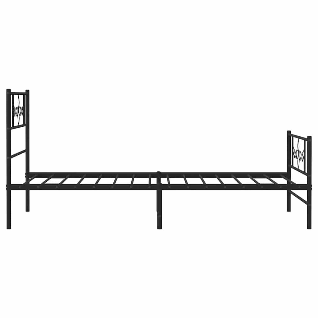 vidaXL Metal Bed Frame without Mattress with Footboard Black 100x200cm