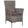 vidaXL 9 Piece Outdoor Dining Set with Cushions Poly Rattan Grey