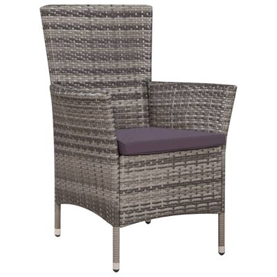 vidaXL 9 Piece Outdoor Dining Set with Cushions Poly Rattan Grey