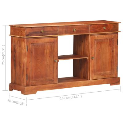 vidaXL Sideboard 135x35x75 cm Solid Acacia Wood