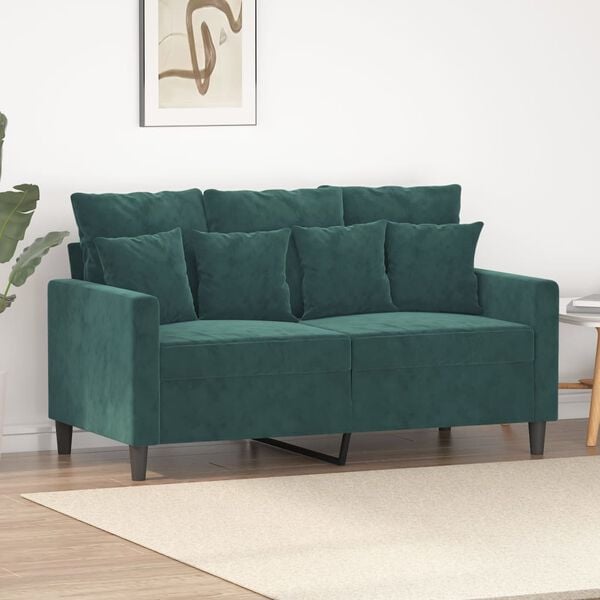 vidaXL 2-Seater Sofa Dark Green 120 cm Velvet