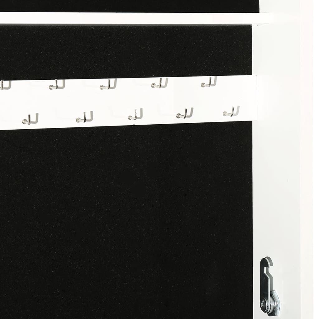 vidaXL Mirror Jewellery Cabinet Free Standing White 42x38x152 cm