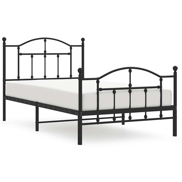 vidaXL Metal Bed Frame without Mattress with Footboard Black 100x190cm
