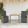 vidaXL 3 Piece Bistro Set with Cushions Grey Poly Rattan