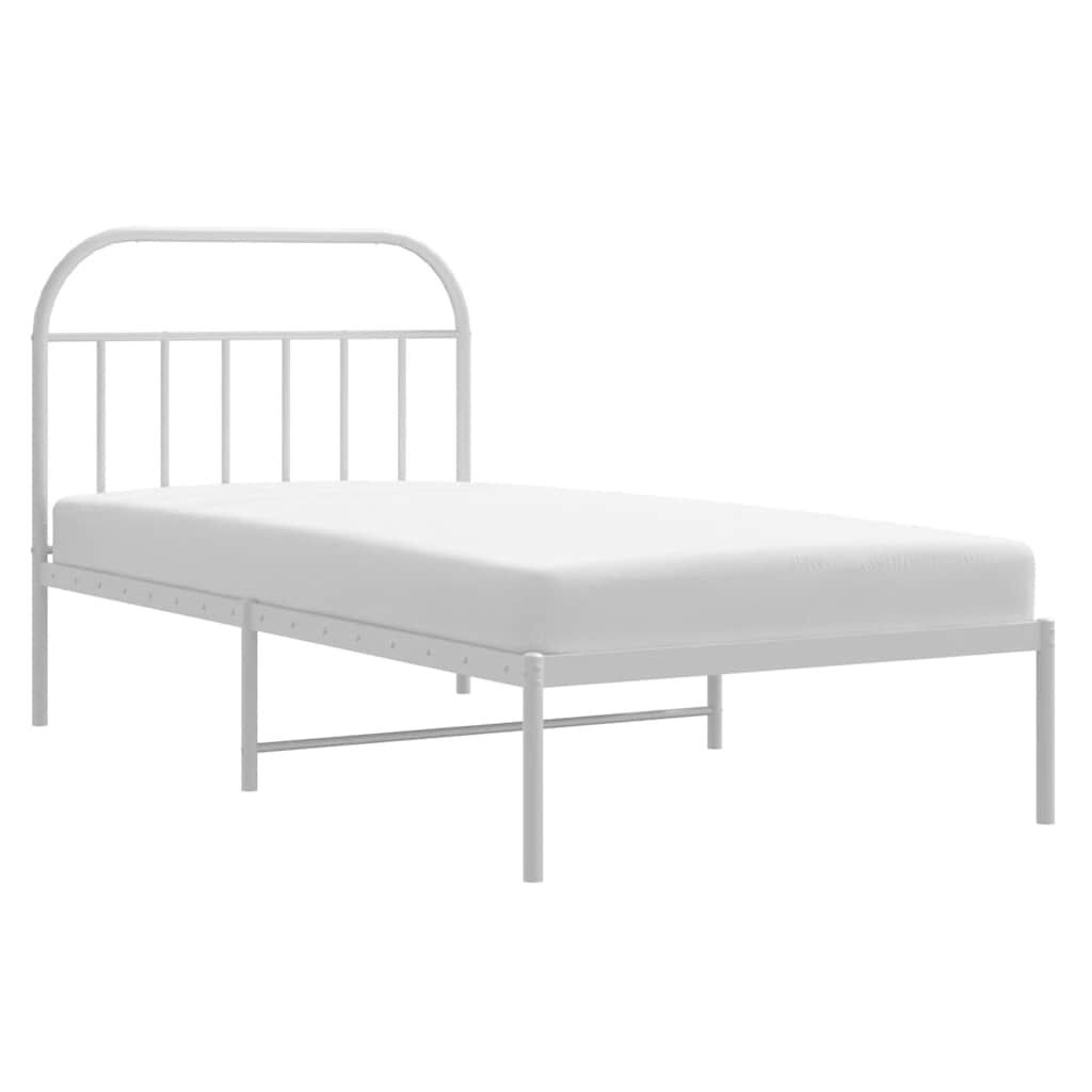 vidaXL Metal Bed Frame without Mattress with Headboard White 100x200cm