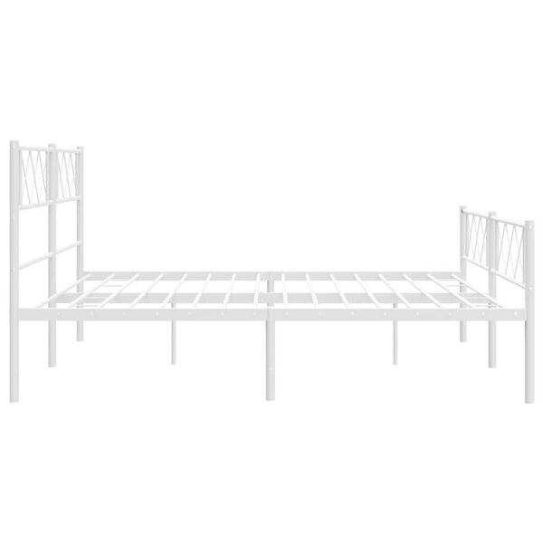 vidaXL Metal Bed Frame without Mattress with Footboard White 193x203cm