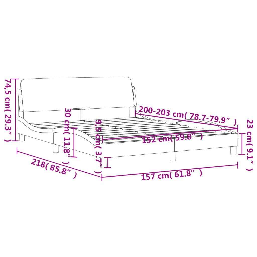 vidaXL Bed Frame without Mattress White 152x203 cm Queen Faux Leather