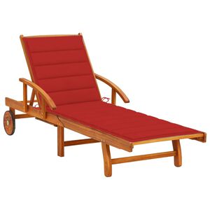 vidaXL Garden Sun Lounger with Cushion Solid Wood Acacia