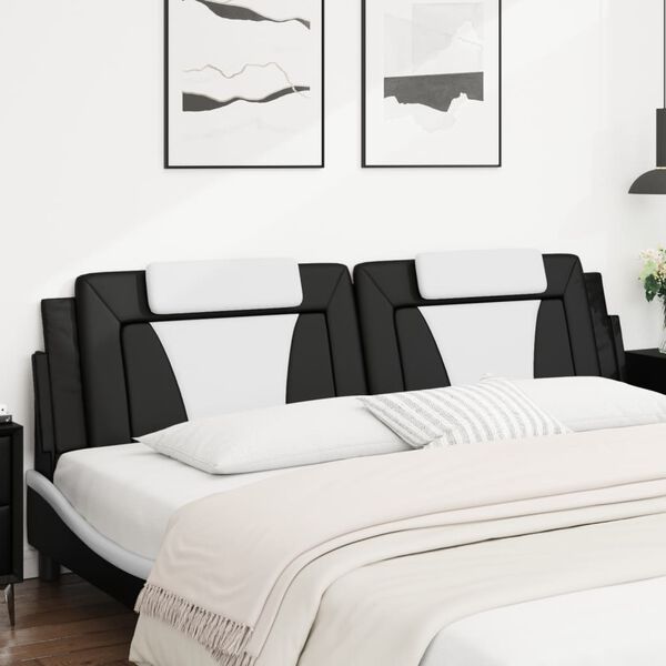 vidaXL Headboard Cushion "Viana" Black and White 193 cm Faux Leather