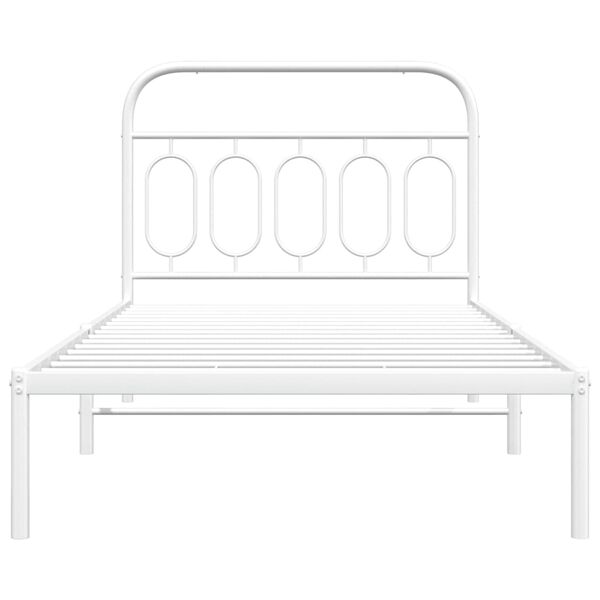 vidaXL Metal Bed Frame without Mattress with Headboard White 100x200cm