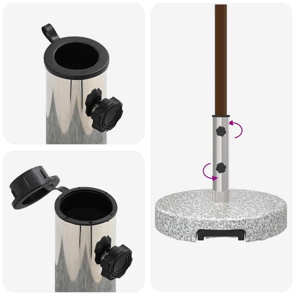vidaXL Wheeled Parasol Base with Handle Grey Granite 29 kg Round