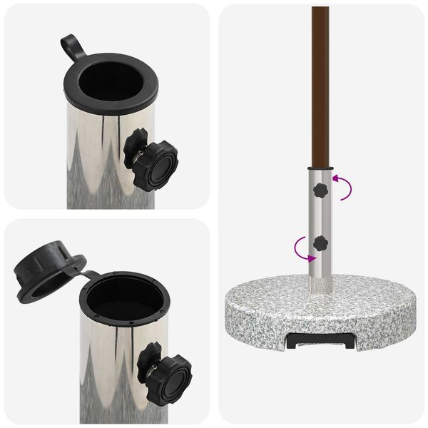 vidaXL Wheeled Parasol Base with Handle Grey Granite 29 kg Round
