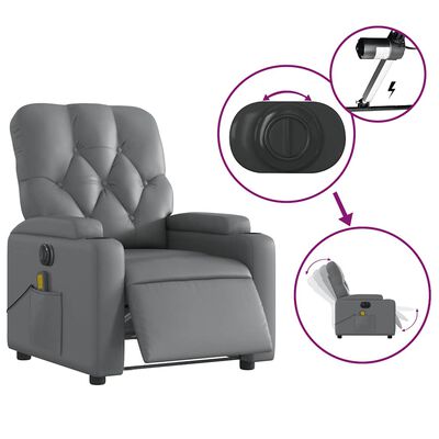 vidaXL Electric Massage Recliner Chair Grey Faux Leather