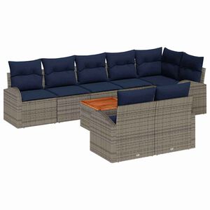 vidaXL Garden Sofa Set with Cushion 9 pcs Grey Poly Rattan