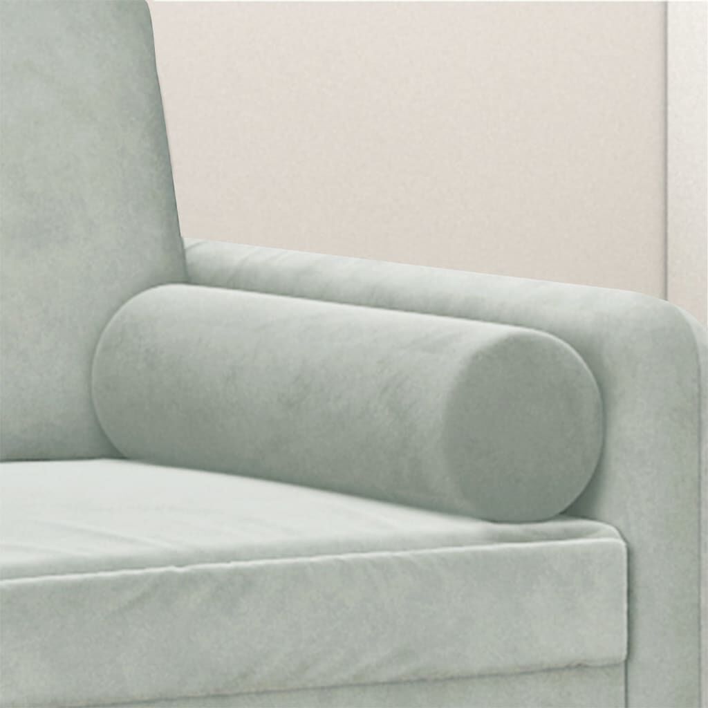 vidaXL Throw Pillows 2 pcs Light Grey Diameter 15x50 cm Velvet