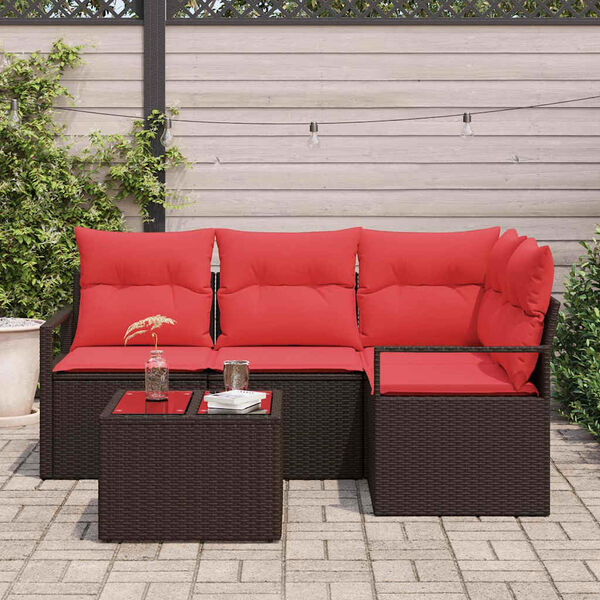 vidaXL Sofa Set 5 pcs Brown Poly Rattan