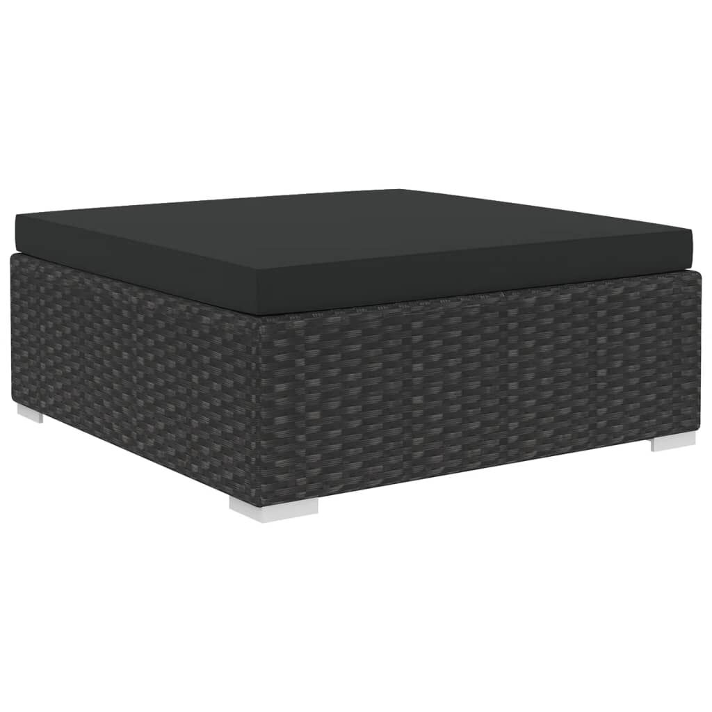 vidaXL 10 Piece Garden Lounge Set with Cushions Poly Rattan Black