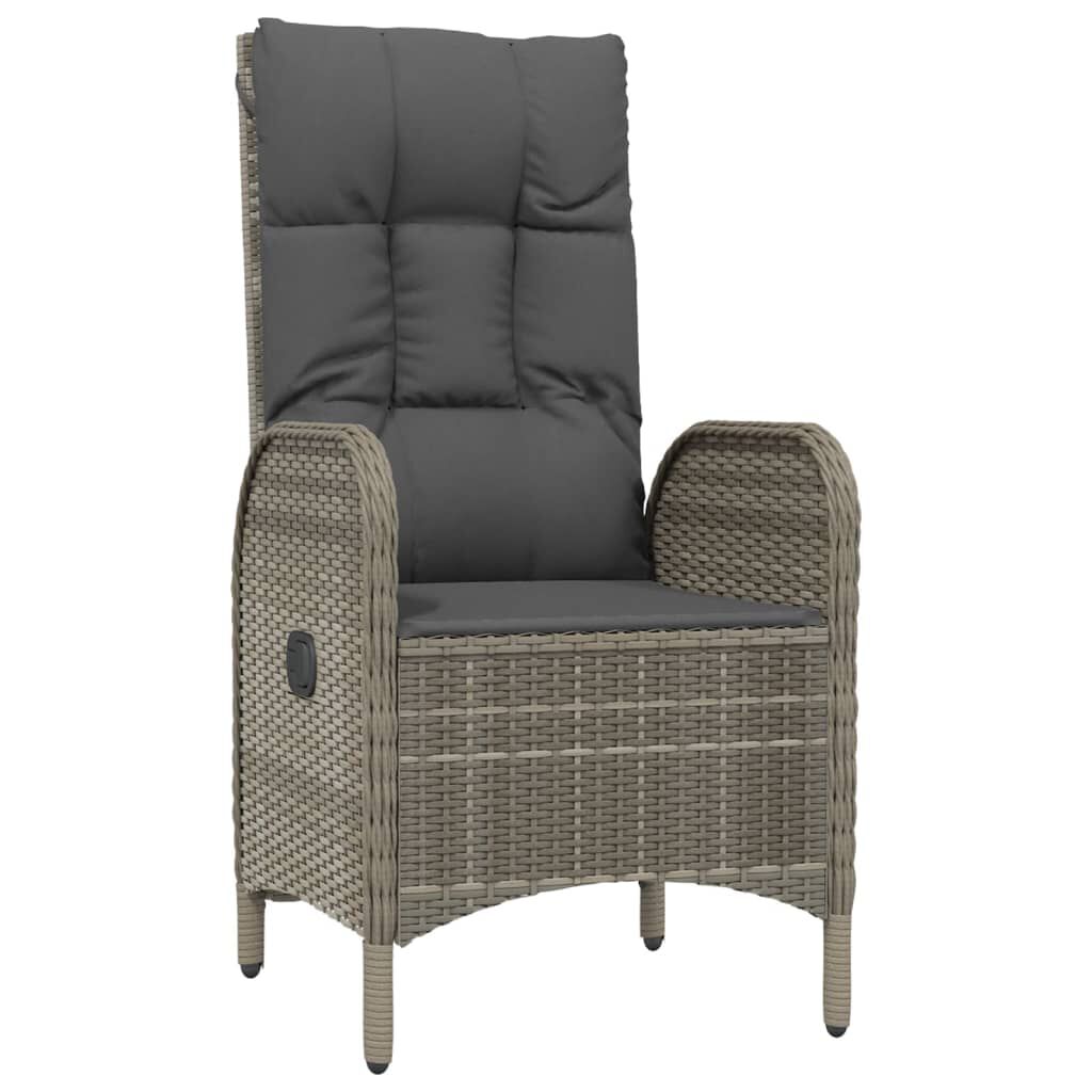 vidaXL 5 Piece Garden Dining Set with Cushions Black and Grey Poly Rattan