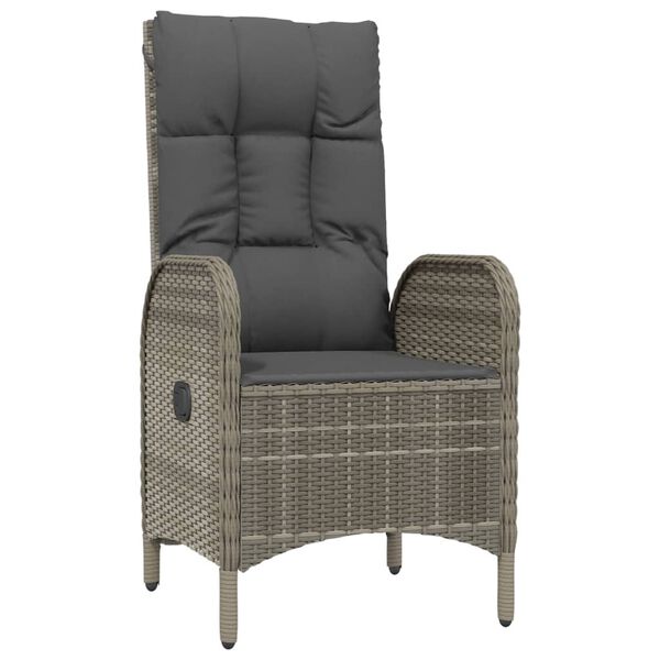 vidaXL 5 Piece Garden Dining Set with Cushions Black and Grey Poly Rattan