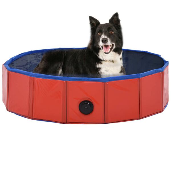 vidaXL Foldable Dog Swimming Pool Red 80x20 cm PVC