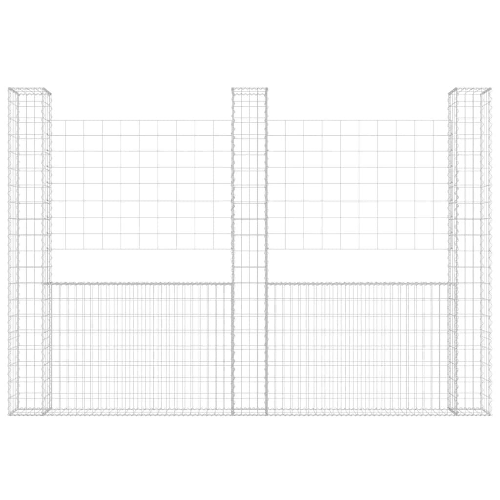 vidaXL U-shape Gabion Basket with 3 Posts Iron 260x20x200 cm