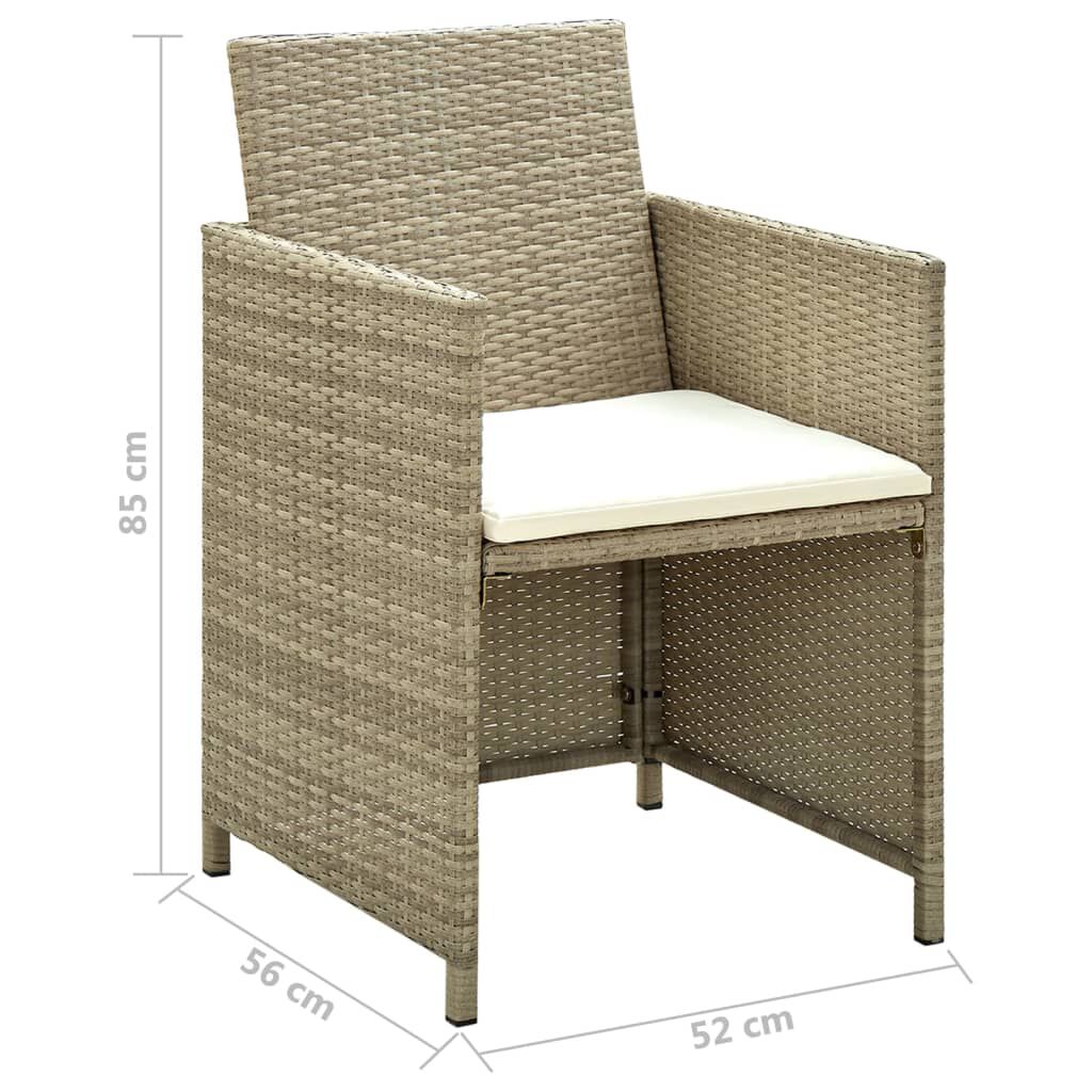 vidaXL 4 Piece Garden Lounge Set with Cushions Beige Poly Rattan