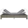 vidaXL 2-Person Sunbed with Cushion Grey Poly Rattan