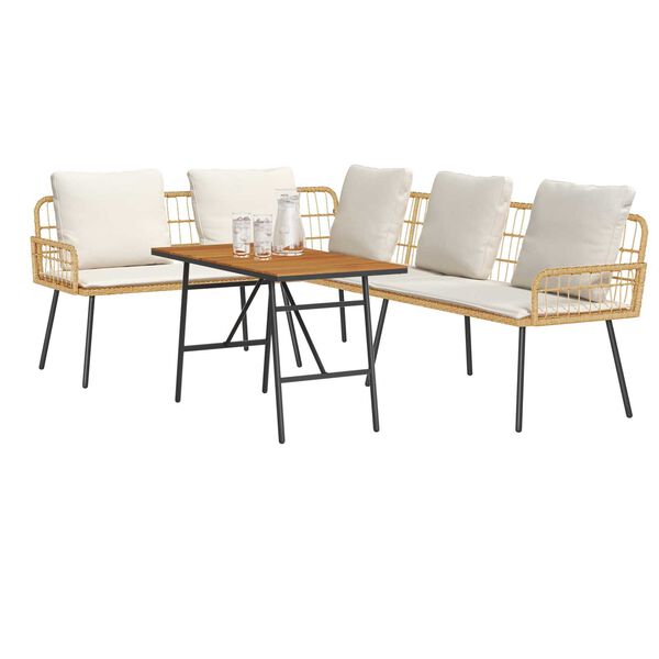 vidaXL 2 Piece Garden Sofa Set with Cushions Natural Poly Rattan