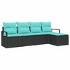 vidaXL Garden Sofa Set with Cushion 5 pcs Black and Turquoise