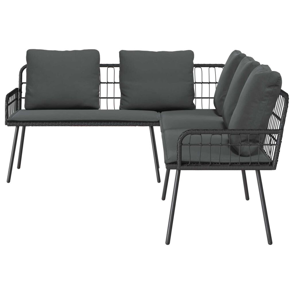 vidaXL L-Shaped Sofa Black 231x173x78 cm Poly Rattan