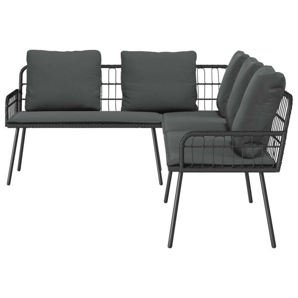 vidaXL L-Shaped Sofa Black 231x173x78 cm Poly Rattan