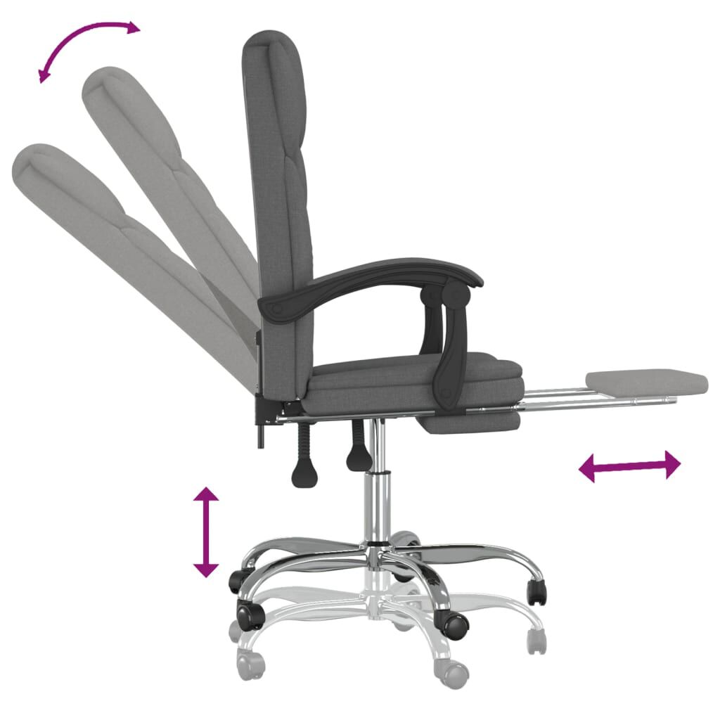 vidaXL Reclining Office Chair Dark Grey Fabric