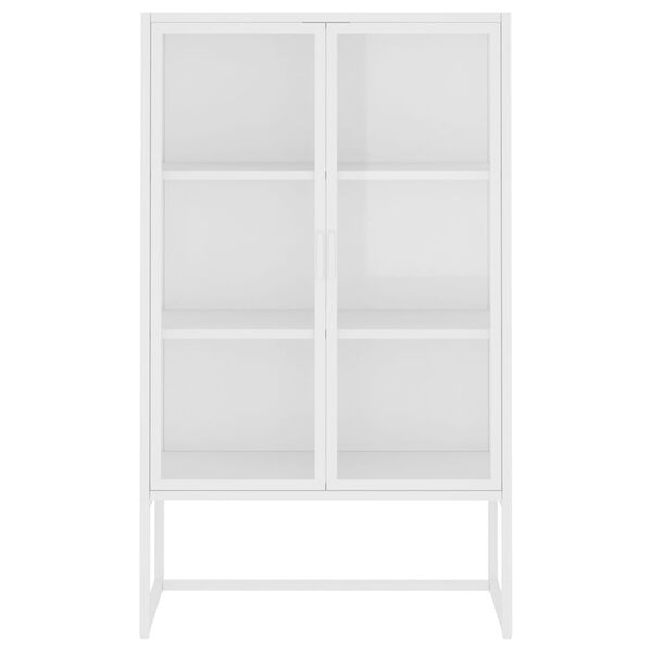 vidaXL Highboard White 80x35x135 cm Steel and Tempered Glass