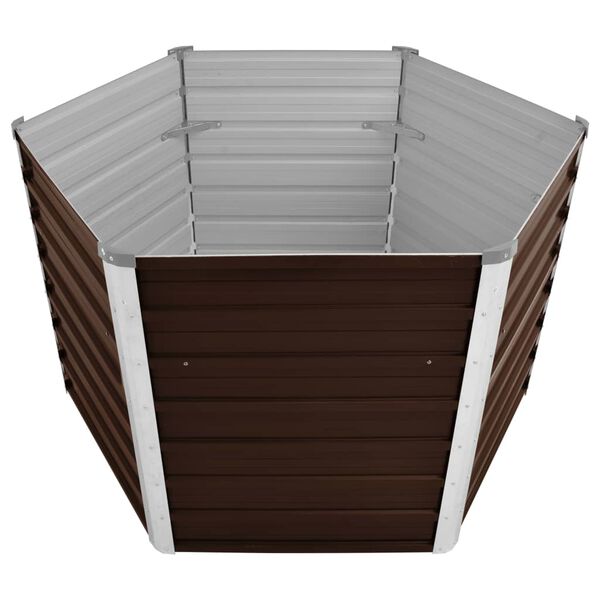vidaXL Garden Raised Bed Brown 129x129x77 cm Galvanised Steel