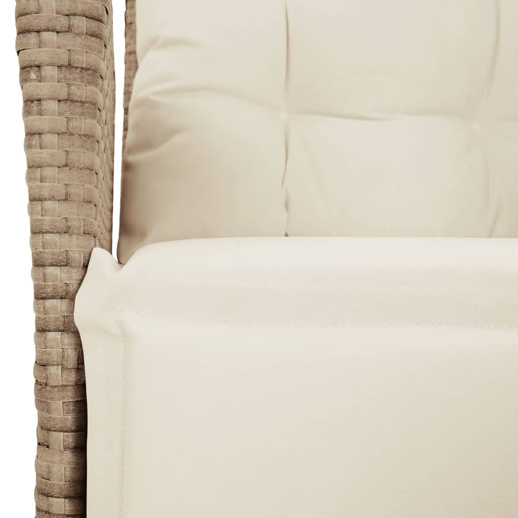 vidaXL Reclining Garden Chair with Footrest Beige Poly Rattan