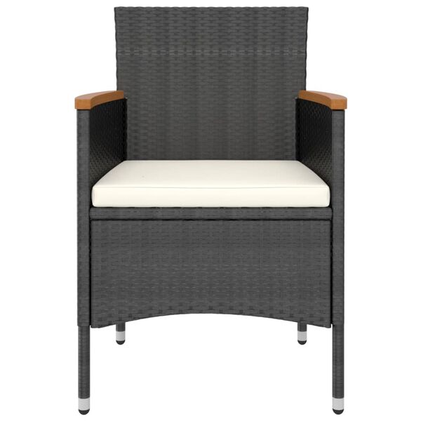 vidaXL 5 Piece Garden Bistro Set Poly Rattan and Tempered Glass Black