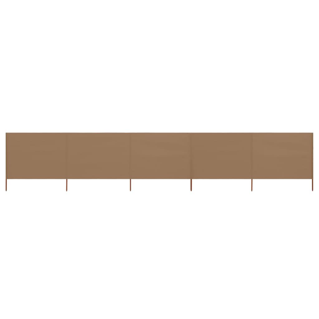 vidaXL 5-panel Wind Screen Fabric 600x80 cm Taupe
