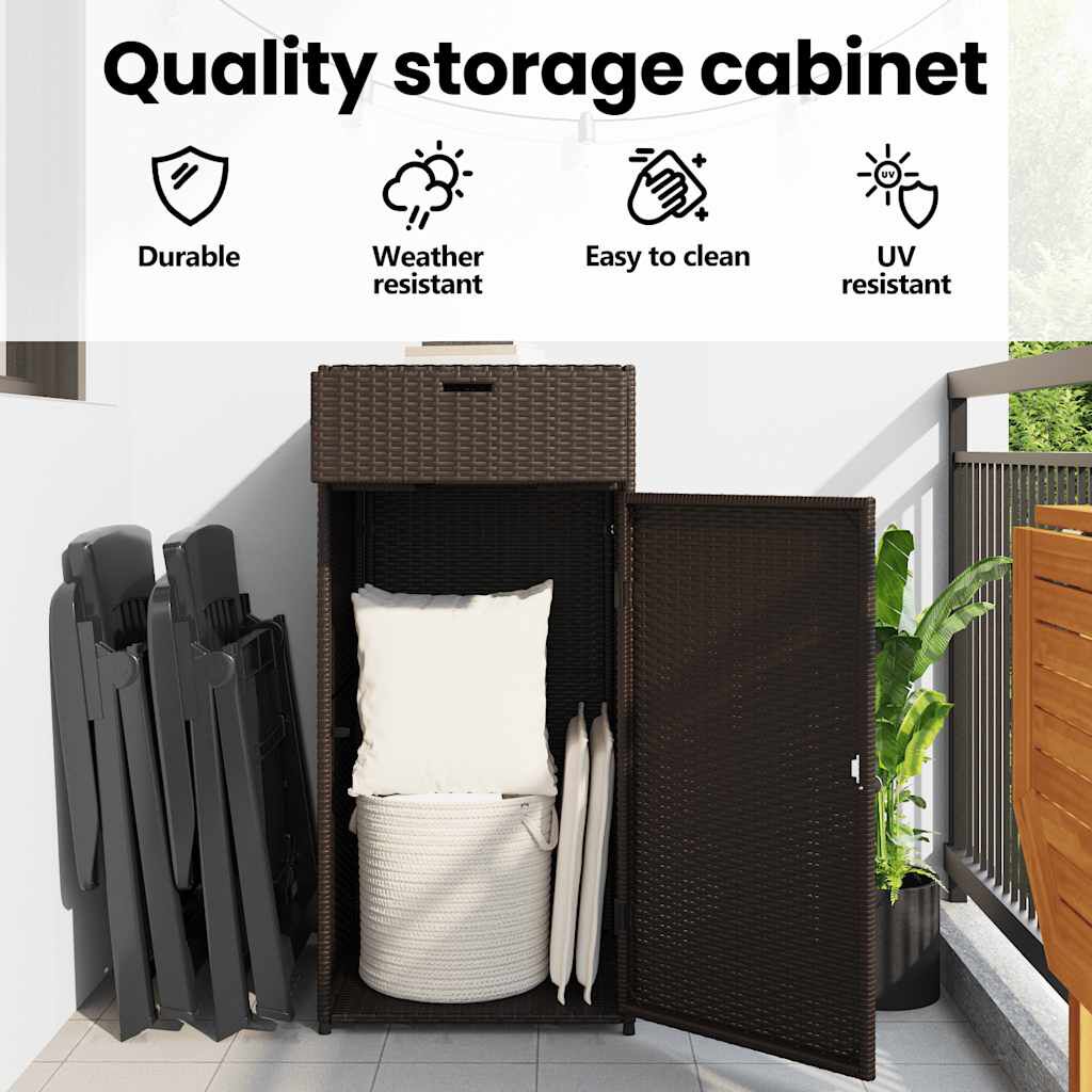 vidaXL Garden Storage Cabinet Brown 55x55x111 cm Poly Rattan
