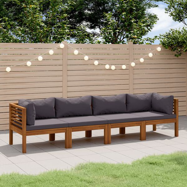 vidaXL 4-Seater Garden Sofa with Cushion Solid Acacia Wood