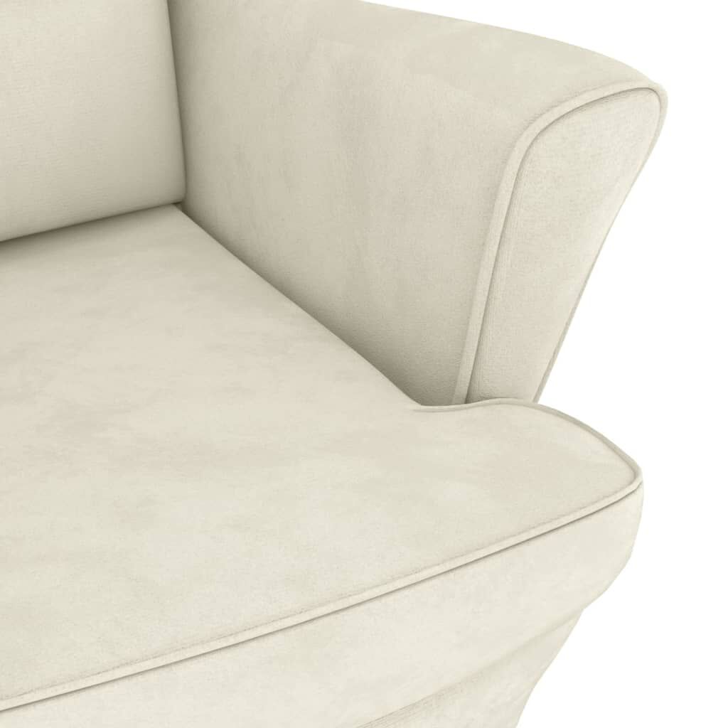 vidaXL Rocking Chair with Solid Wood Rubber Legs Cream Velvet