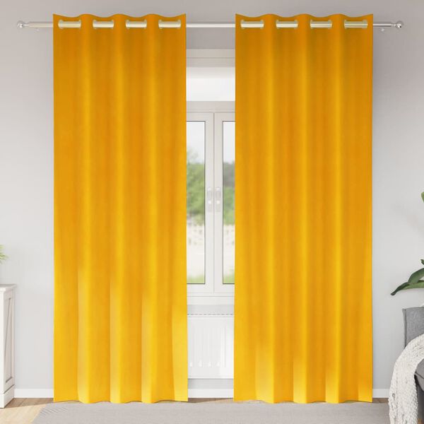vidaXL Curtains with Curtains 2 pcs Mustard Yellow 140 x 225 cm Velvet