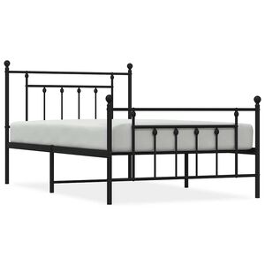 vidaXL Metal Bed Frame without Mattress with Footboard Black 100x200cm