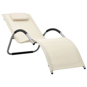 vidaXL Sun Lounger Textilene Cream and Grey