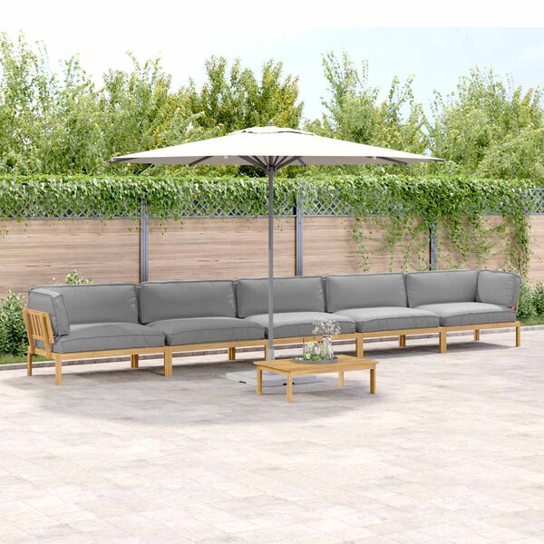 vidaXL Sofa Set with Cushion Plain Manual 6 pcs Grey Solid Acacia Wood