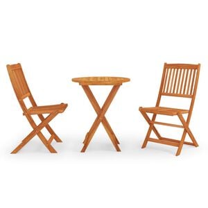 vidaXL 3 Piece Folding Outdoor Dining Set Solid Eucalyptus Wood