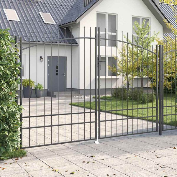 vidaXL Double Gate with Lock Grey 299.5 x 249.5 cm Steel