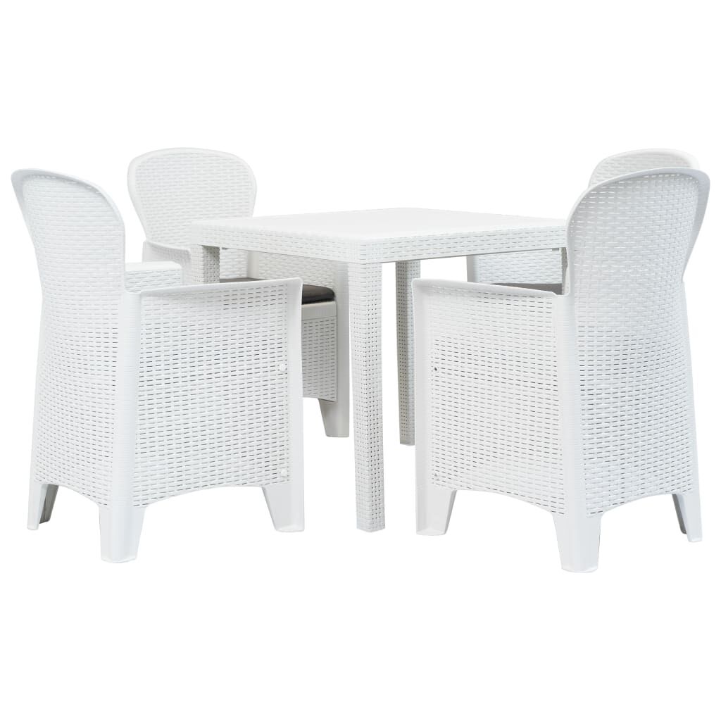 vidaXL 5 Piece Outdoor Dining Set Plastic White Rattan Look